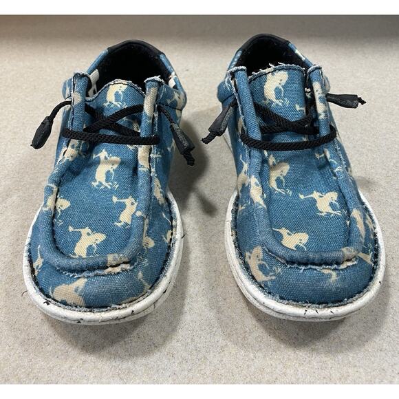 Justin Women’s Hazer Size 6.5 M Turquoise & Bronc Round Leather & Fabric Slip-On - Picture 2 of 9